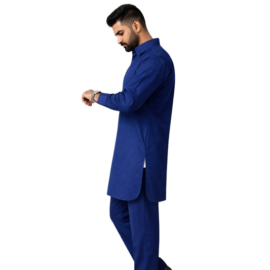 Men’s Cotton Blend Kurta Pyjama Set Regular Fit Full Sleeve Festive & Casual Wear