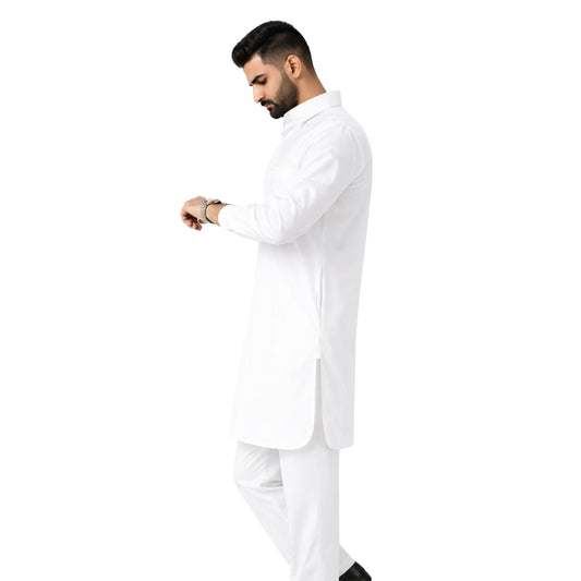 Men’s Cotton Blend Kurta Pyjama Set Regular Fit Full Sleeve Festive & Casual Wear