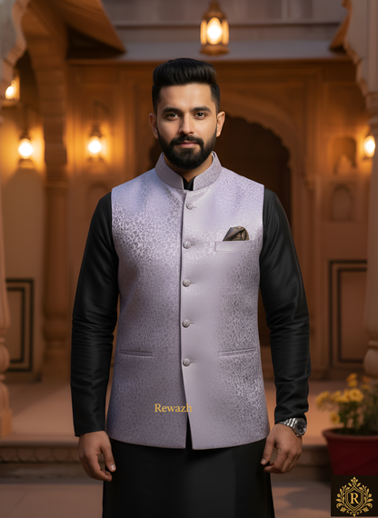 REWAZH Men’s Woven Jacquard Waistcoat, [ XL ]