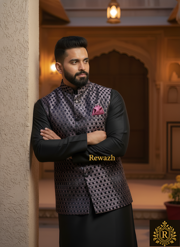 REWAZH Men’s Woven Jacquard Waistcoat