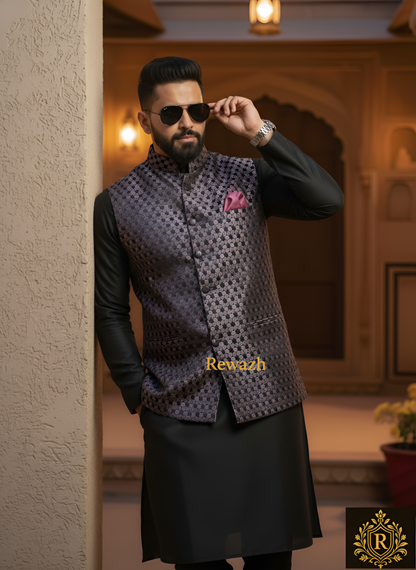 REWAZH Men’s Woven Jacquard Waistcoat