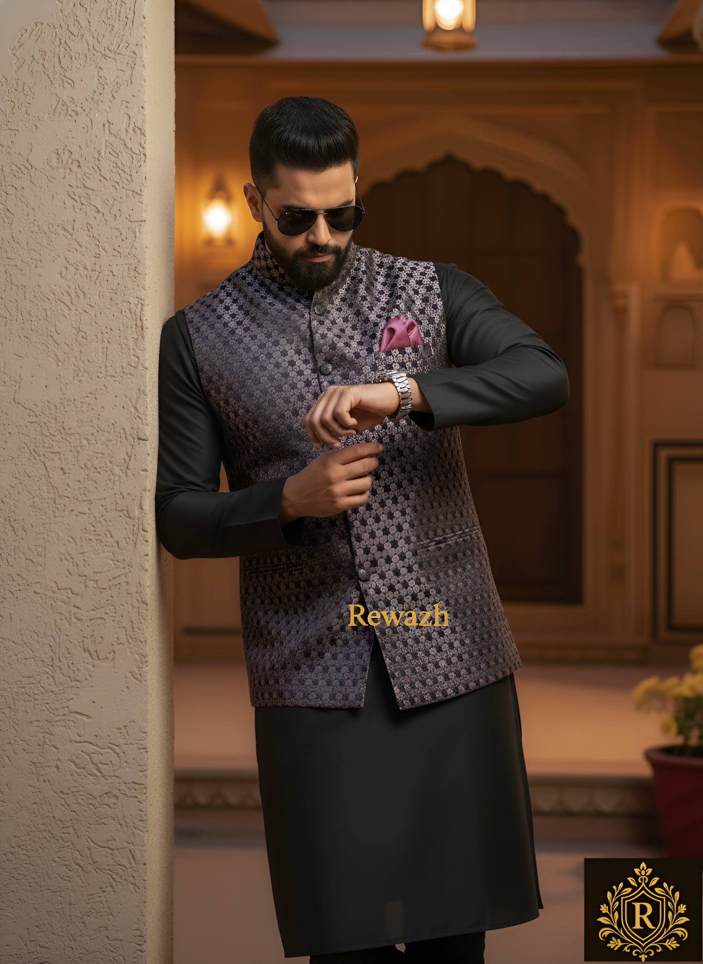 REWAZH Men’s Woven Jacquard Waistcoat