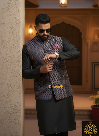 REWAZH Men’s Woven Jacquard Waistcoat