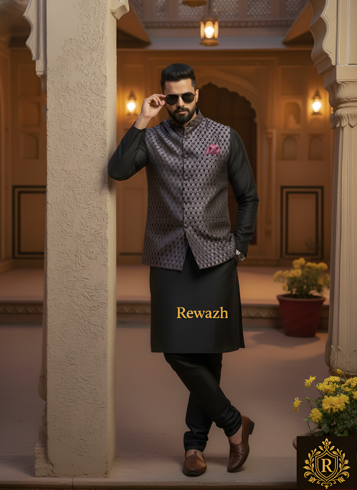 REWAZH Men’s Woven Jacquard Waistcoat