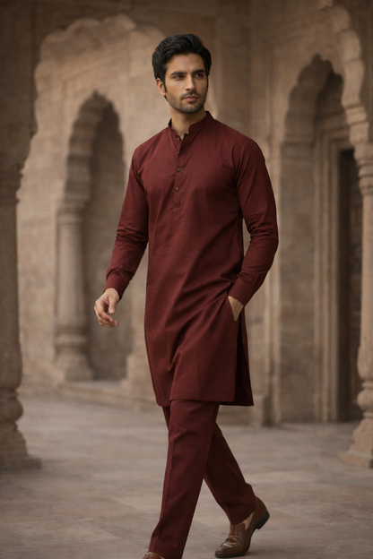 Matte Cotton Kurta & Pant Set – Premium Collection